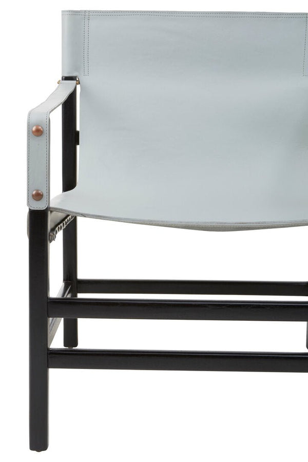 Kendari Grey Leather and Black Teak Wood Chair - Canwell Interiors Limited - Xshowhome