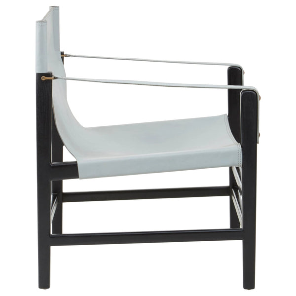 Kendari Grey Leather and Black Teak Wood Chair - XShowhome Limited - Xshowhome