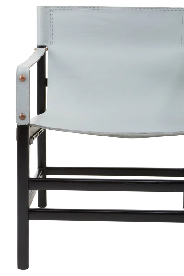Kendari Grey Leather and Black Teak Wood Chair - XShowhome Limited - Xshowhome