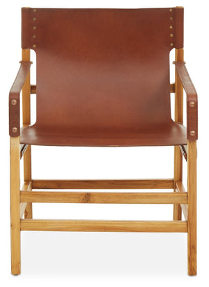 Kendari Light Brown Leather And Teak Wood Chair - Canwell Interiors Limited - Xshowhome
