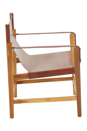 Kendari Light Brown Leather And Teak Wood Chair - Canwell Interiors Limited - Xshowhome