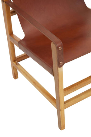 Kendari Light Brown Leather And Teak Wood Chair - XShowhome Limited - Xshowhome