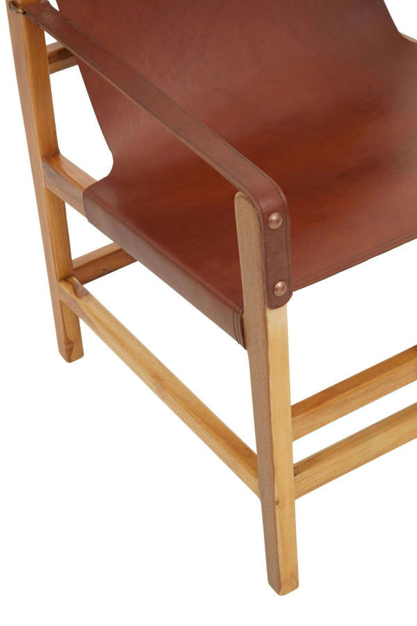 Kendari Light Brown Leather And Teak Wood Chair - XShowhome Limited - Xshowhome