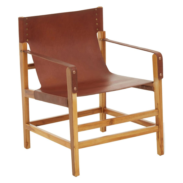 Kendari Light Brown Leather And Teak Wood Chair - XShowhome Limited - Xshowhome