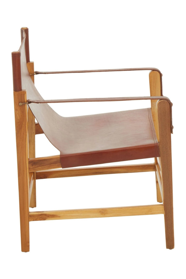 Kendari Light Brown Leather And Teak Wood Chair - XShowhome Limited - Xshowhome