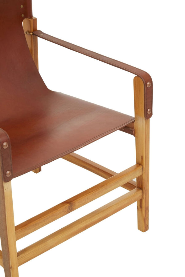 Kendari Light Brown Leather And Teak Wood Chair - XShowhome Limited - Xshowhome