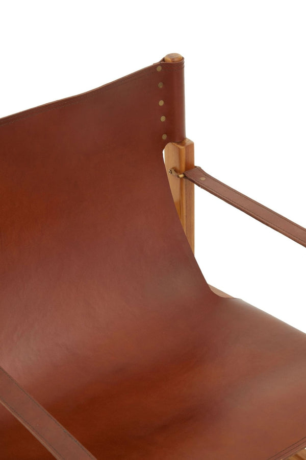 Kendari Light Brown Leather And Teak Wood Chair - XShowhome Limited - Xshowhome