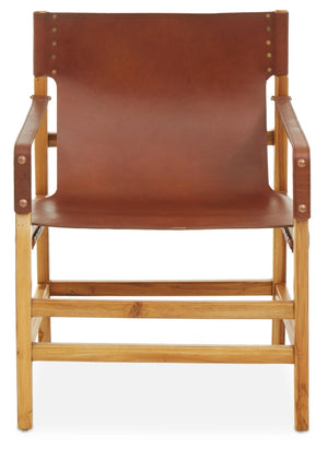 Kendari Light Brown Leather And Teak Wood Chair - XShowhome Limited - Xshowhome