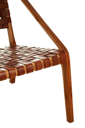 Kendari Tan Woven Leather And Teak Chair - Canwell Interiors Limited - Xshowhome