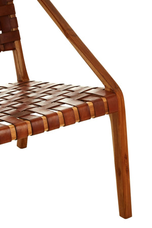 Kendari Tan Woven Leather And Teak Chair - XShowhome Limited - Xshowhome