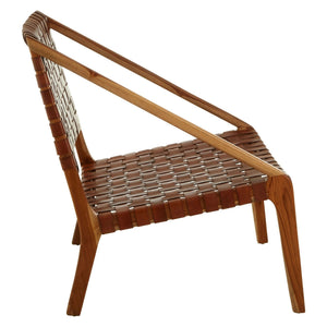 Kendari Tan Woven Leather And Teak Chair - XShowhome Limited - Xshowhome