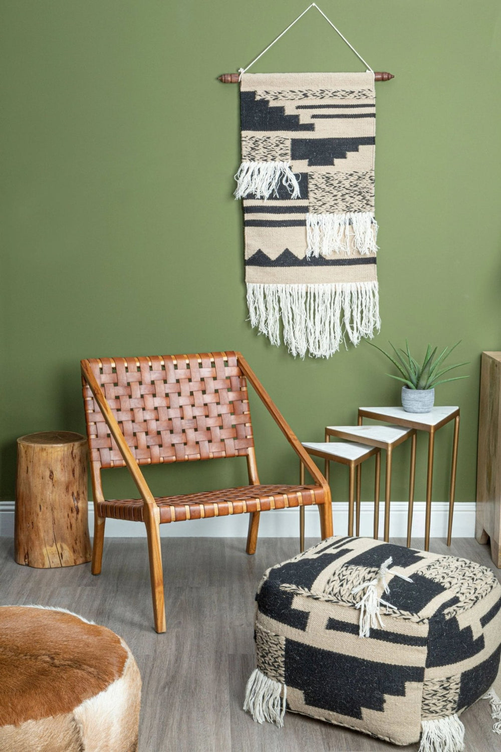 Kendari Tan Woven Leather And Teak Chair - XShowhome Limited - Xshowhome