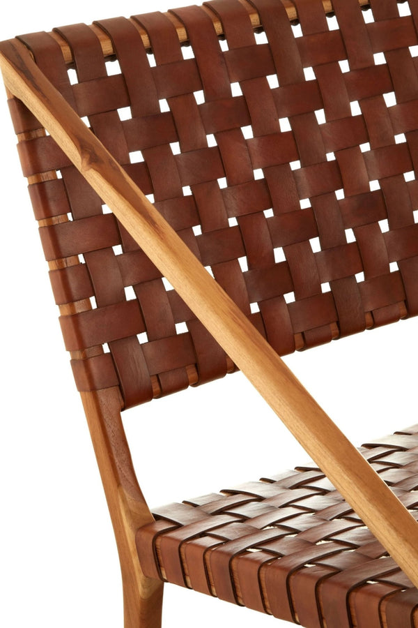 Kendari Tan Woven Leather And Teak Chair - XShowhome Limited - Xshowhome