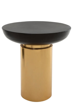 Kensington Townhouse Black and Gold Side Table with Column Base - Canwell Interiors Limited - Xshowhome