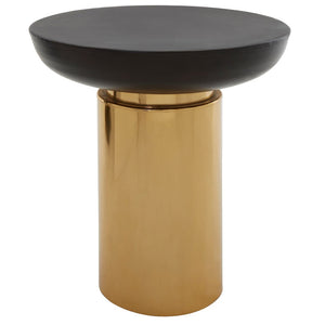 Kensington Townhouse Black and Gold Side Table with Column Base - Canwell Interiors Limited - Xshowhome