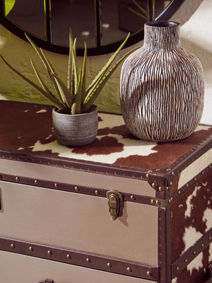 Kensington Townhouse Brown And White Cowhide Cabinet - XShowhome Limited - Xshowhome