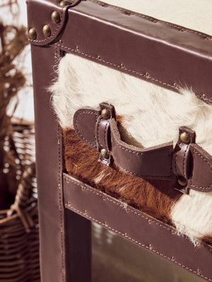 Kensington Townhouse Brown And White Genuine Cowhide 3 Drawer Table - Canwell Interiors Limited - Xshowhome