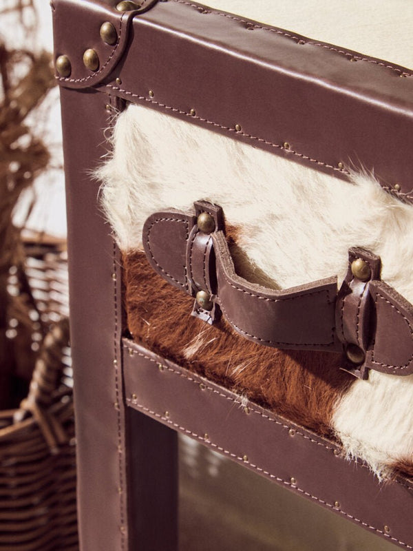 Kensington Townhouse Brown And White Genuine Cowhide 3 Drawer Table - Canwell Interiors Limited - Xshowhome