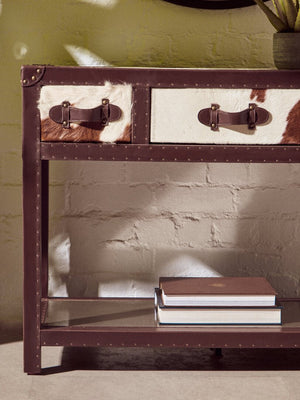 Kensington Townhouse Brown And White Genuine Cowhide 3 Drawer Table - Canwell Interiors Limited - Xshowhome