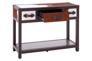 Kensington Townhouse Brown And White Genuine Cowhide 3 Drawer Table - XShowhome Limited - Xshowhome