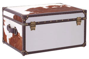 Kensington Townhouse Brown And White Genuine Cowhide Storage Trunk - Canwell Interiors Limited - Xshowhome