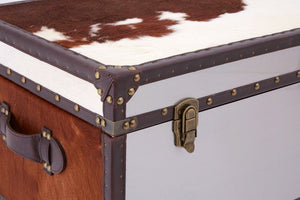 Kensington Townhouse Brown And White Genuine Cowhide Storage Trunk - Canwell Interiors Limited - Xshowhome