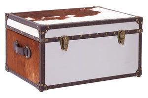 Kensington Townhouse Brown And White Genuine Cowhide Storage Trunk - Canwell Interiors Limited - Xshowhome