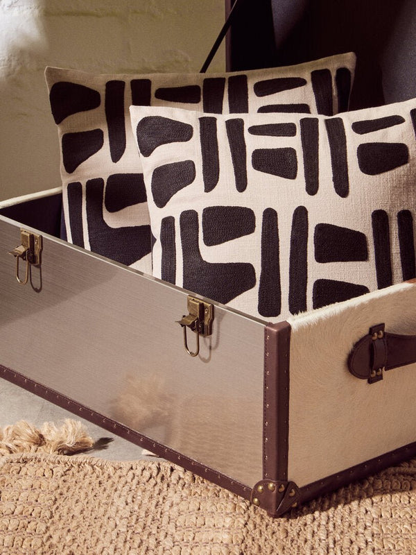 Kensington Townhouse Brown And White Genuine Cowhide Storage Trunk - Canwell Interiors Limited - Xshowhome