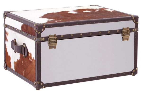 Kensington Townhouse Brown And White Genuine Cowhide Storage Trunk - XShowhome Limited - Xshowhome