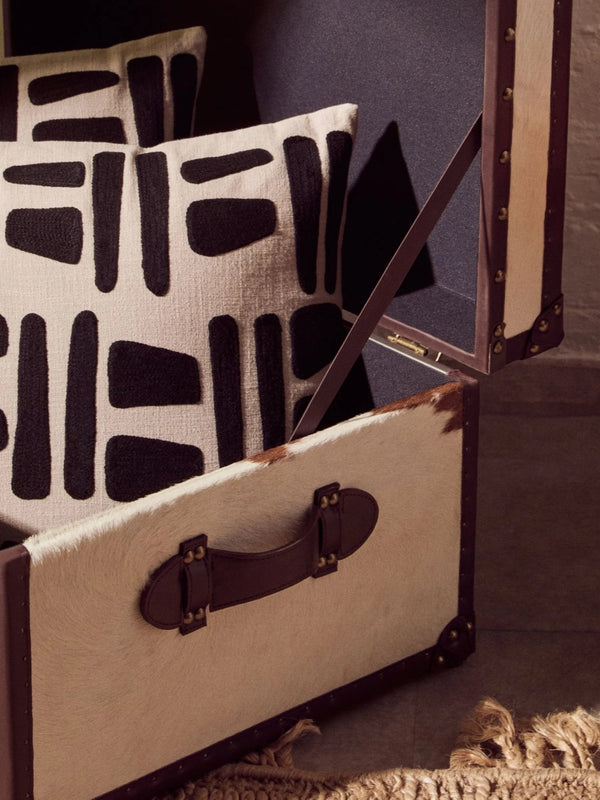 Kensington Townhouse Brown And White Genuine Cowhide Storage Trunk - XShowhome Limited - Xshowhome