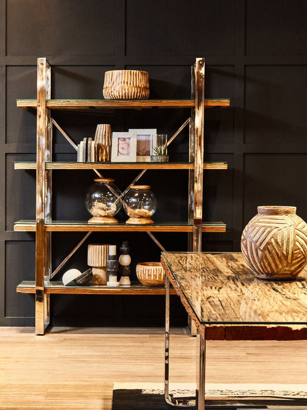 Kerala Natural Wood Four Tier Shelf Unit - Canwell Interiors Limited - Xshowhome