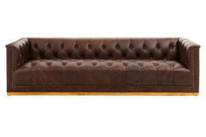 King Three Seater Modern Chesterfield Dark Brown Leather Sofa - Canwell Interiors Limited - Xshowhome