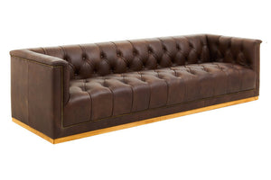 King Three Seater Modern Chesterfield Dark Brown Leather Sofa - Canwell Interiors Limited - Xshowhome
