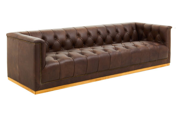 King Three Seater Modern Chesterfield Dark Brown Leather Sofa - Canwell Interiors Limited - Xshowhome