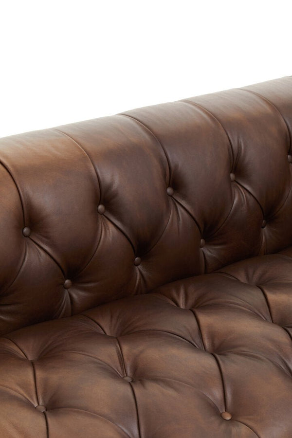 King Three Seater Modern Chesterfield Dark Brown Leather Sofa - Canwell Interiors Limited - Xshowhome