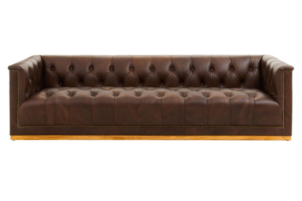 King Three Seater Modern Chesterfield Dark Brown Leather Sofa - XShowhome Limited - Xshowhome