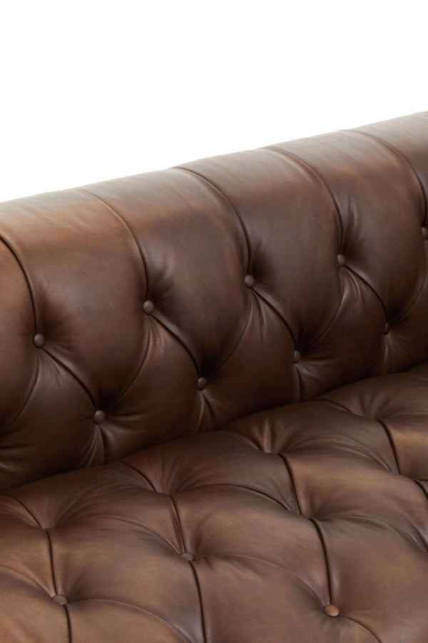 King Three Seater Modern Chesterfield Dark Brown Leather Sofa - XShowhome Limited - Xshowhome