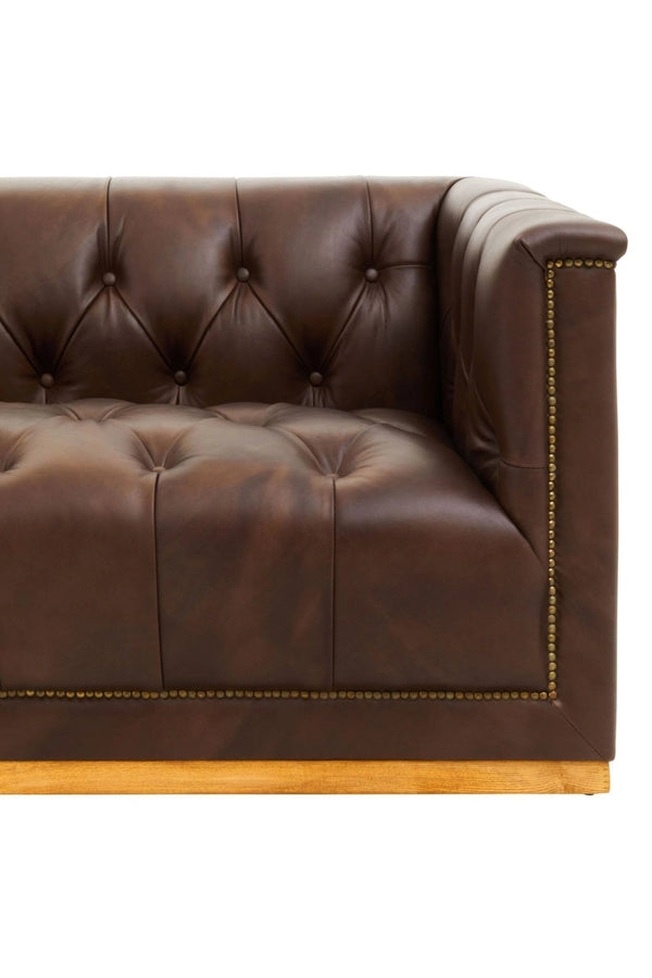 King Three Seater Modern Chesterfield Dark Brown Leather Sofa - XShowhome Limited - Xshowhome