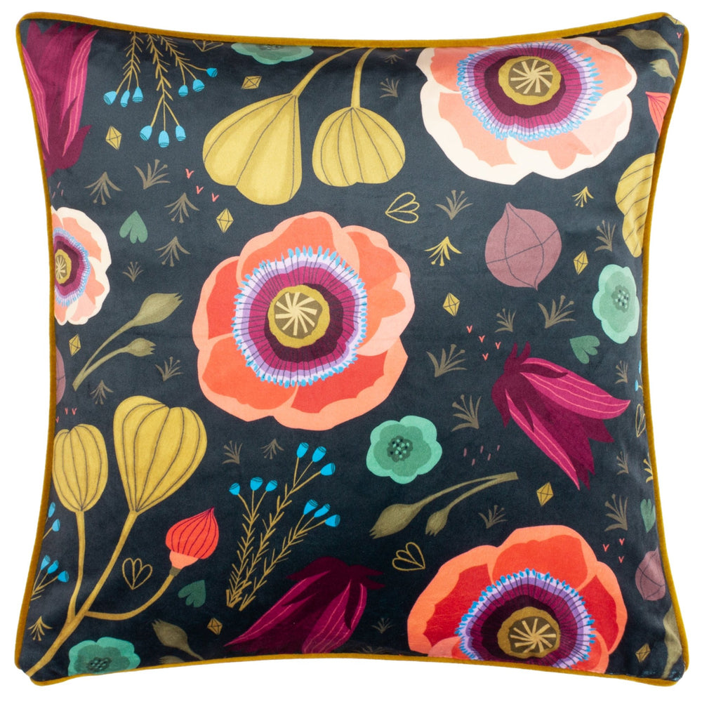 Km Bright Blooms 50x50 Piped Feather Filled Cushion - Canwell Interiors Limited - Riva