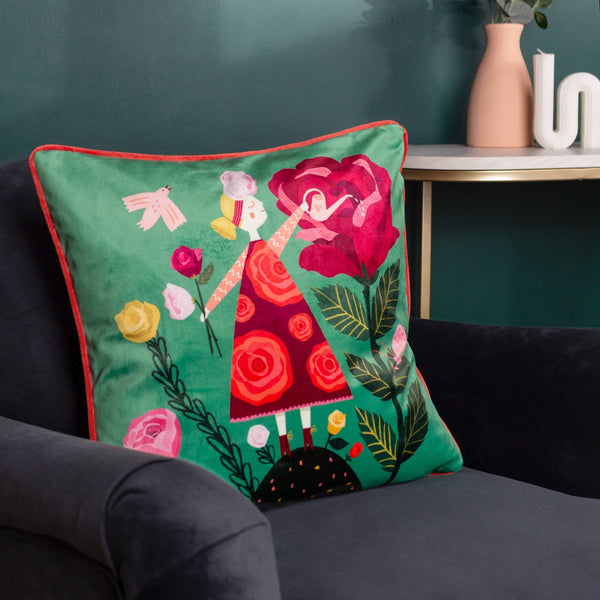 Km Flower Girl 43x43 Piped Feather Filled Cushionase - Canwell Interiors Limited - Riva
