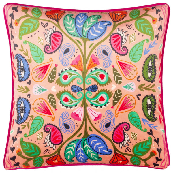 Km Paisley Blooms 50x50 Piped Feather Filled Cushion - Canwell Interiors Limited - Riva