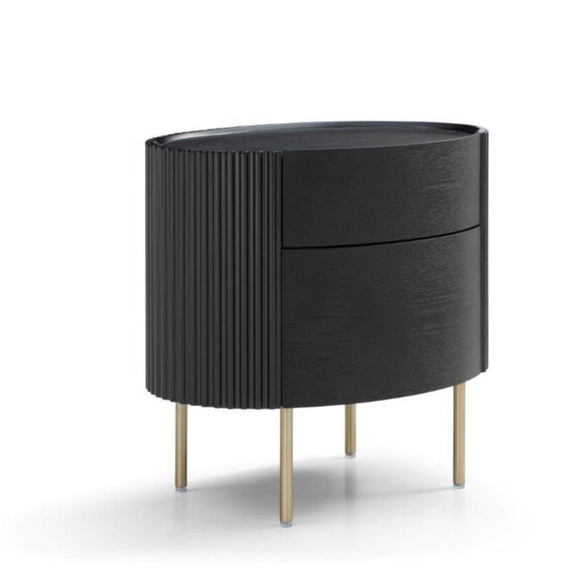 Lantine Bedside Table - Black Oak & Brass - XShowhome Limited - Tommy Franks
