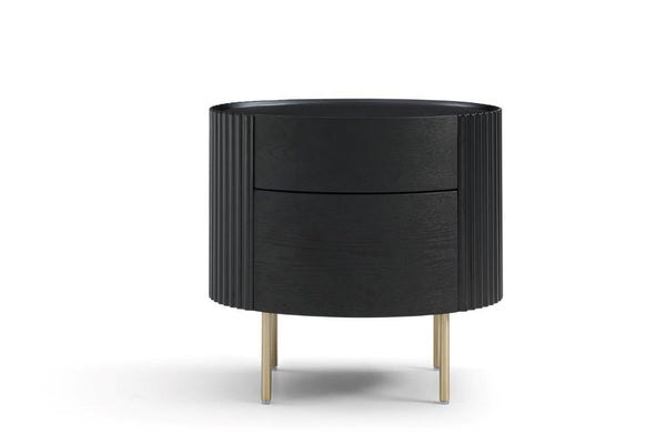 Lantine Bedside Table - Black Oak & Brass - Tommy Franks