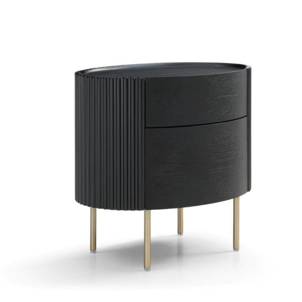 Lantine Bedside Table - Black Oak & Brass - Tommy Franks