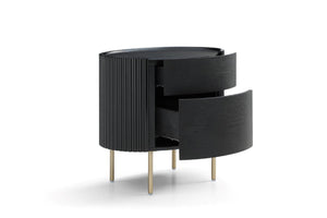 Lantine Bedside Table - Black Oak & Brass - Tommy Franks