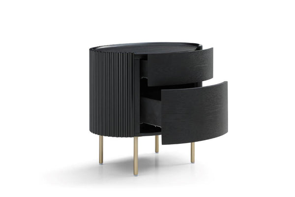 Lantine Bedside Table - Black Oak & Brass - Tommy Franks