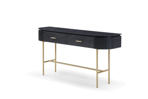 Lantine Console Table - Black Oak & Brass - Tommy Franks
