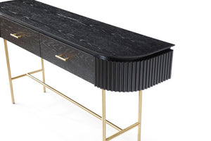 Lantine Console Table - Black Oak & Brass - Tommy Franks