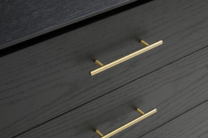 Lantine 3 Drawer Dresser - Black Oak & Brass - Tommy Franks