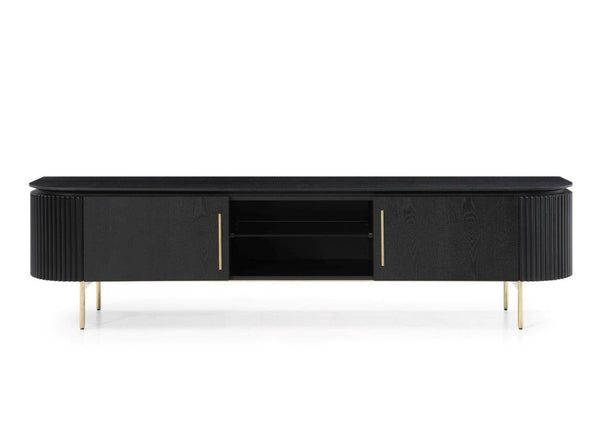 Lantine TV Unit - Black Oak & Brass - Tommy Franks